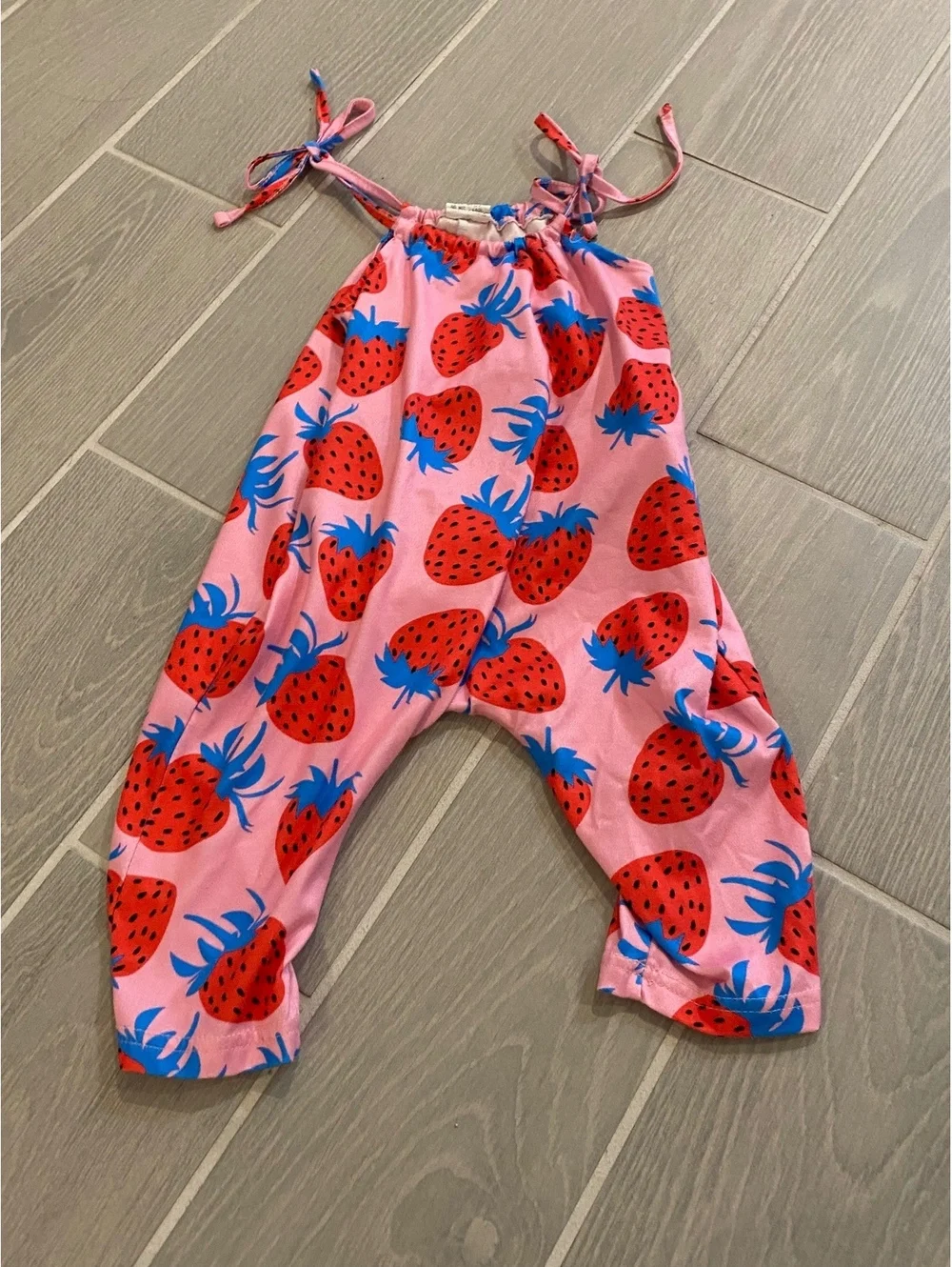 Toddler Girl's Pink Strawberry Print Jumpsuit Size 3T